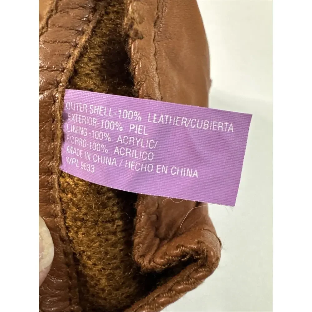 Vintage Grandoe Women’s Brown Leather Gloves Size M